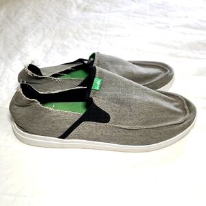Sanuk Pick Pocket Size 13 Slip On Canvas  Gray White